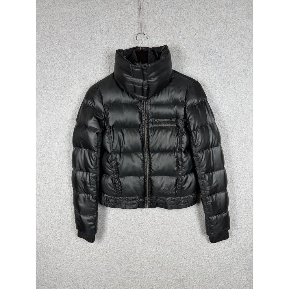 Armani Exchange A/X Women's Black Puffer Jacket Full Zip High Collar Size S/P